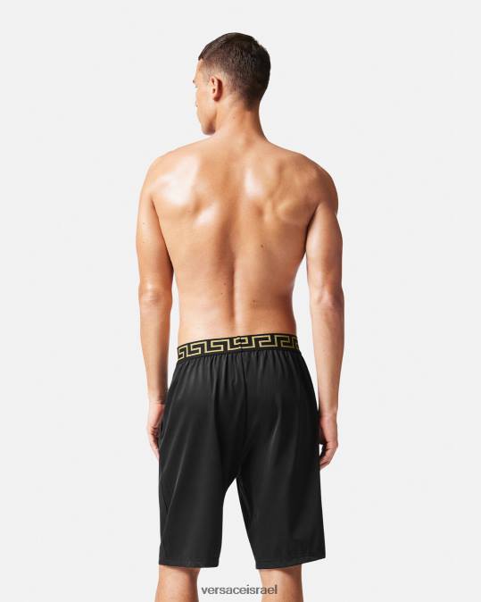 גברים Versace שָׁחוֹר מכנסי לוח קצרים עם גבולות גרקה הַלבָּשָׁה N8T21455