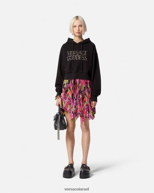 נשים Versace שָׁחוֹר קפוצ'ון קפוצ'ון משובץ האלה הַלבָּשָׁה N8T2145
