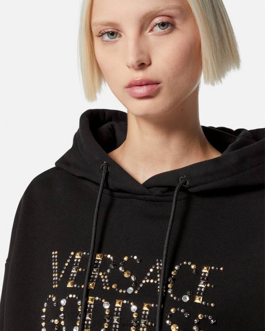 נשים Versace שָׁחוֹר קפוצ'ון קפוצ'ון משובץ האלה הַלבָּשָׁה N8T2145