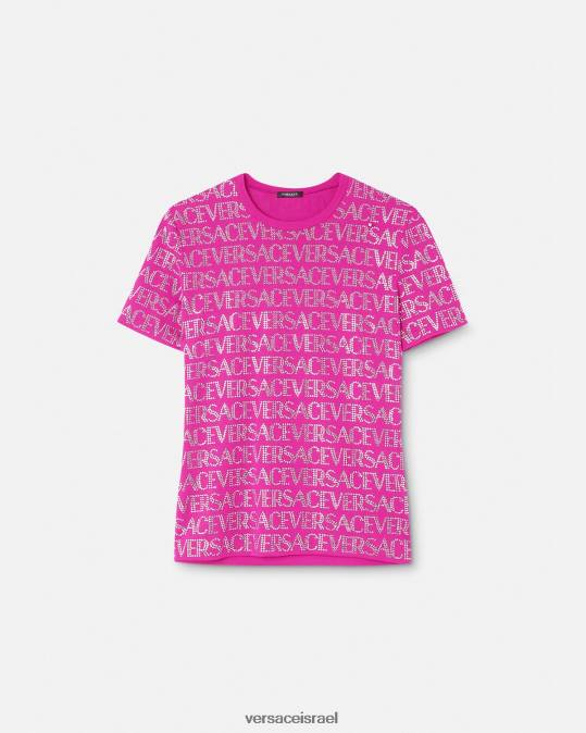 נשים Versace ורוד פוקסיה חולצת טריקו קריסטל הַלבָּשָׁה N8T2146
