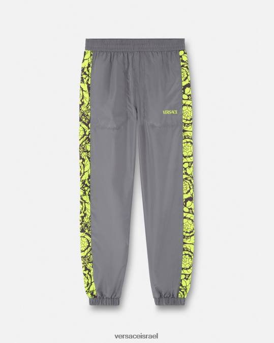 גברים Versace אפור וליים מכנסי אימונית לחדר כושר בצללית בארוק הַלבָּשָׁה N8T21460