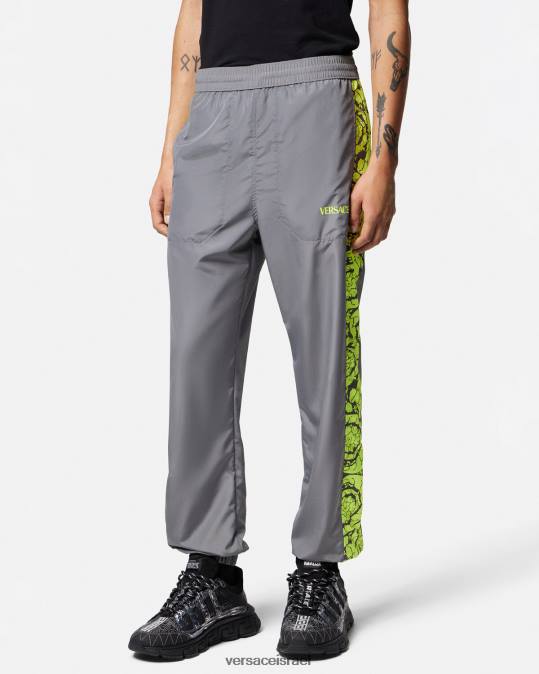 גברים Versace אפור וליים מכנסי אימונית לחדר כושר בצללית בארוק הַלבָּשָׁה N8T21460