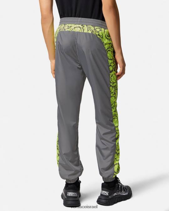 גברים Versace אפור וליים מכנסי אימונית לחדר כושר בצללית בארוק הַלבָּשָׁה N8T21460