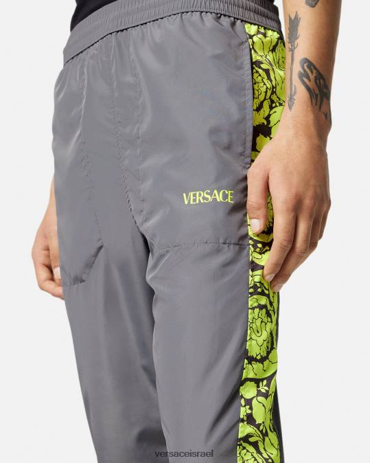 גברים Versace אפור וליים מכנסי אימונית לחדר כושר בצללית בארוק הַלבָּשָׁה N8T21460