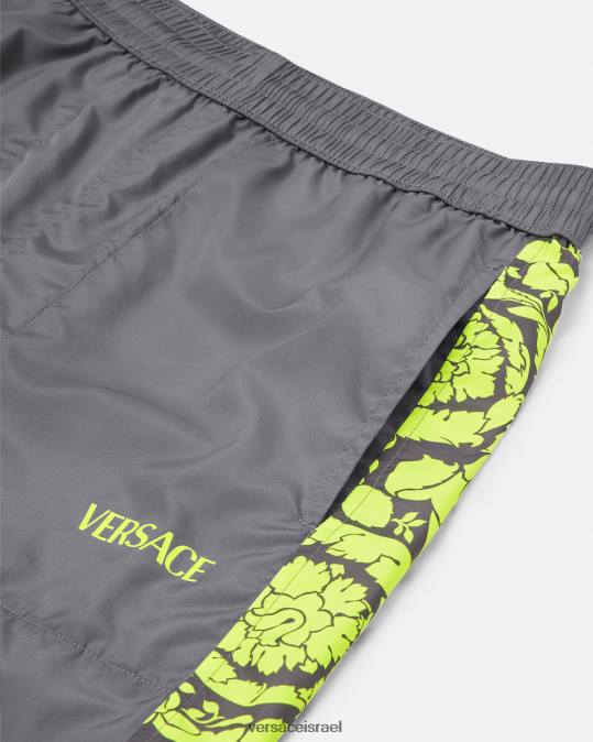 גברים Versace אפור וליים מכנסי אימונית לחדר כושר בצללית בארוק הַלבָּשָׁה N8T21460