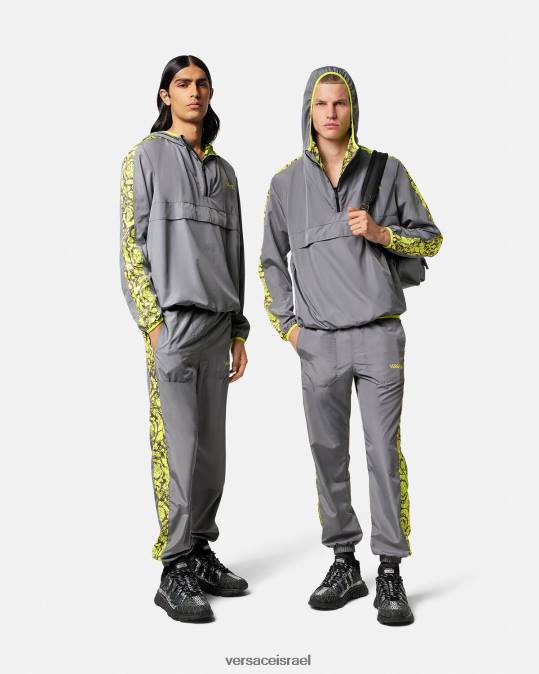 גברים Versace אפור וליים ז'קט ספורט כושר בצללית בארוקו הַלבָּשָׁה N8T21461
