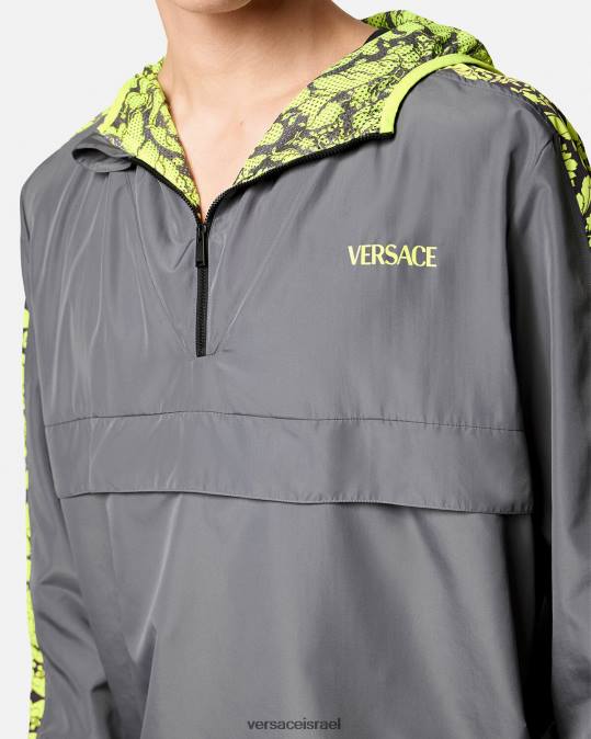 גברים Versace אפור וליים ז'קט ספורט כושר בצללית בארוקו הַלבָּשָׁה N8T21461