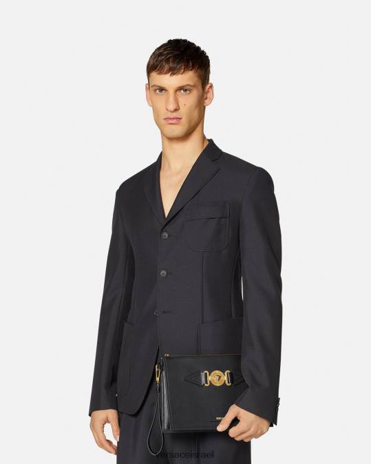 גברים Versace שָׁחוֹר נרתיק מדוזה ביג'י תיקים N8T21466