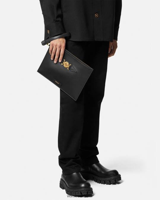 גברים Versace שָׁחוֹר נרתיק מדוזה ביג'י תיקים N8T21467