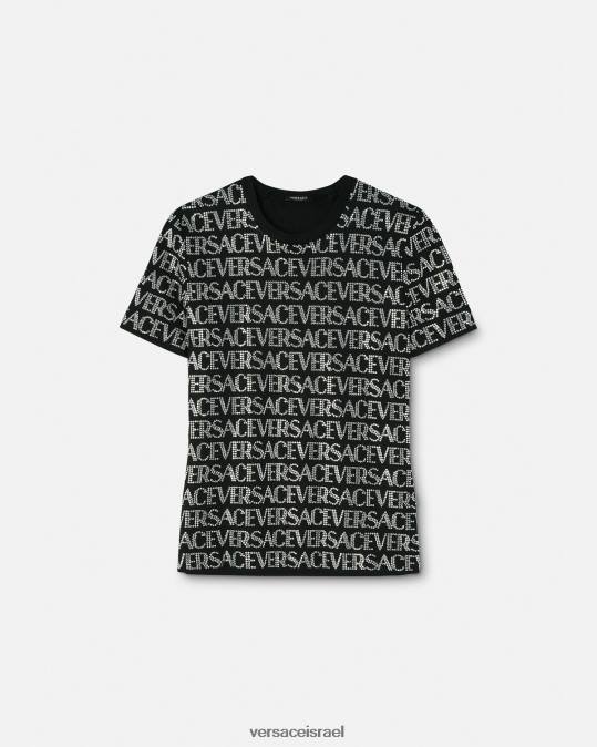 נשים Versace שָׁחוֹר חולצת טריקו קריסטל הַלבָּשָׁה N8T2147