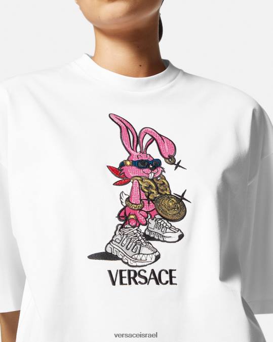 נשים Versace לבן חולצת ארנב של חג האביב הַלבָּשָׁה N8T2148
