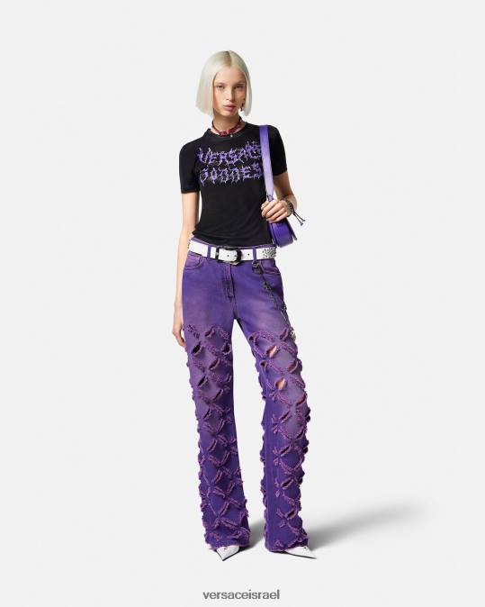 נשים Versace שָׁחוֹר חולצת טריקו של האלה הַלבָּשָׁה N8T2149