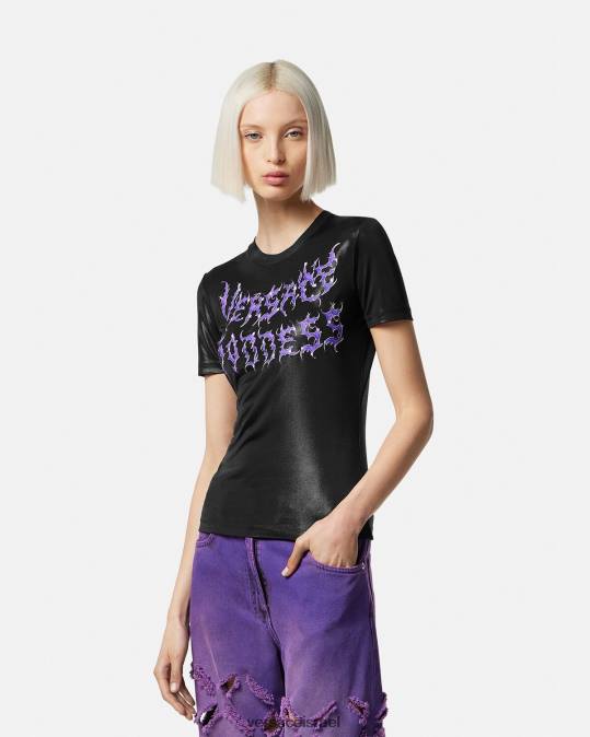 נשים Versace שָׁחוֹר חולצת טריקו של האלה הַלבָּשָׁה N8T2149