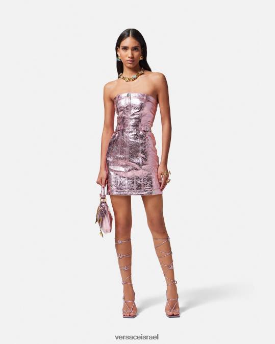 נשים Versace וָרוֹד שמלת מיני מדוזה מעור מטאלי הַלבָּשָׁה N8T214