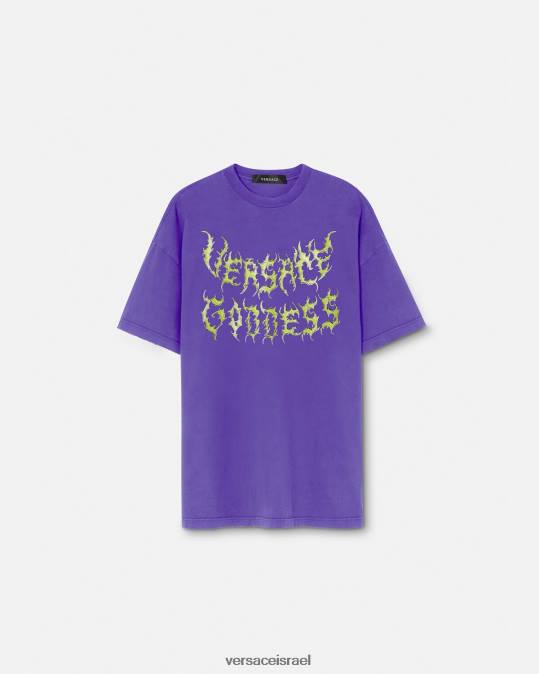 נשים Versace סָגוֹל חולצת טי אוברסייז של האלה הַלבָּשָׁה N8T2151