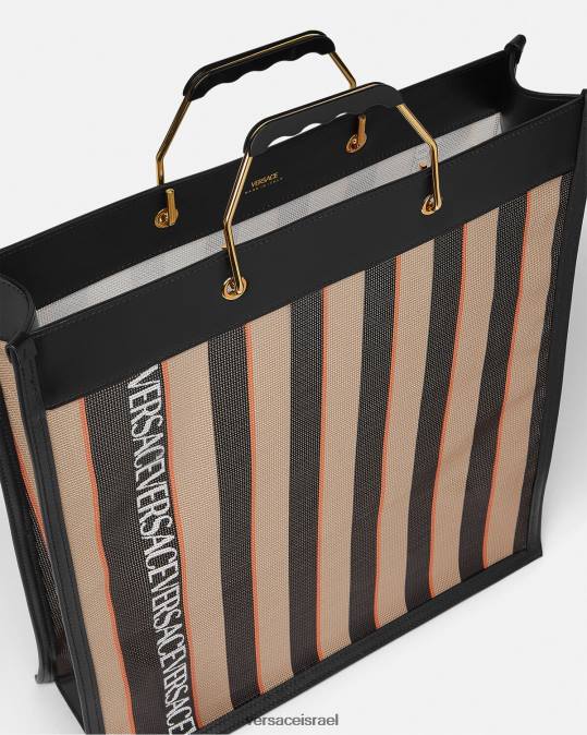 גברים Versace שחור ובז' תיק שקית עם פסים תיקים N8T21510
