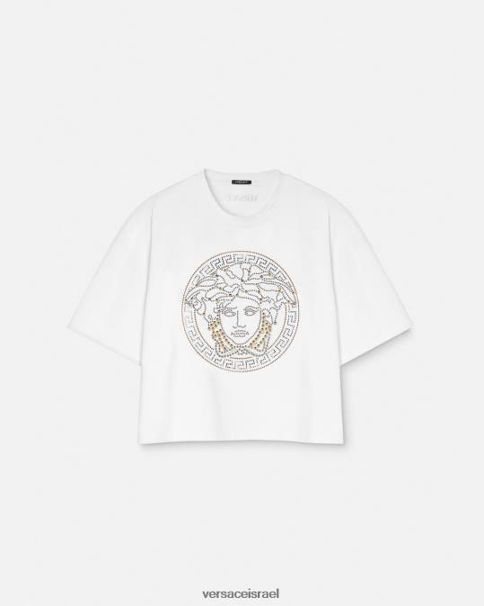 נשים Versace לבן טופ מדוזה משובץ הַלבָּשָׁה N8T2154