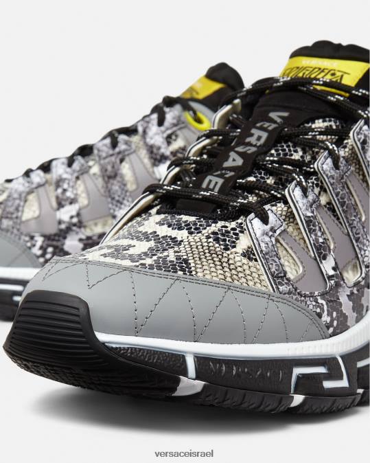גברים Versace שחור & הדפס נעלי ספורט טריגרקה בהדפס פיתון נַעַל N8T21543