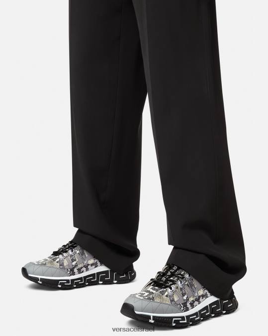 גברים Versace שחור & הדפס נעלי ספורט טריגרקה בהדפס פיתון נַעַל N8T21543
