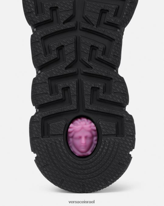 גברים Versace שָׁחוֹר נעלי ספורט טריגרקה משובצות נַעַל N8T21544