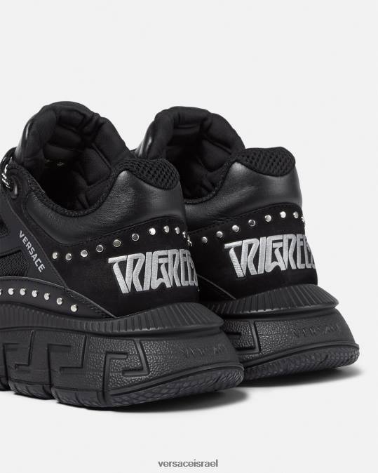 גברים Versace שָׁחוֹר נעלי ספורט טריגרקה משובצות נַעַל N8T21544