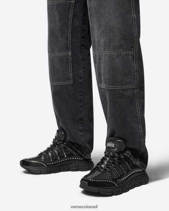 גברים Versace שָׁחוֹר נעלי ספורט טריגרקה משובצות נַעַל N8T21544