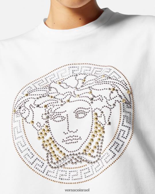 נשים Versace לבן טופ מדוזה משובץ הַלבָּשָׁה N8T2154