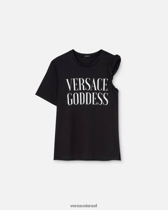 נשים Versace שָׁחוֹר חולצה מגולגלת של האלה הַלבָּשָׁה N8T2155