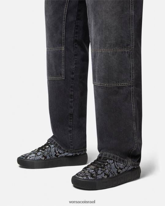 גברים Versace שָׁחוֹר מאמני גרקה משובצים נַעַל N8T21555