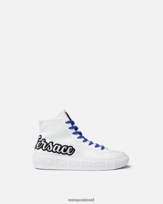 גברים Versace כחול לבן נעלי ספורט גבוהות של אוניברסיטת גרקה נַעַל N8T21556