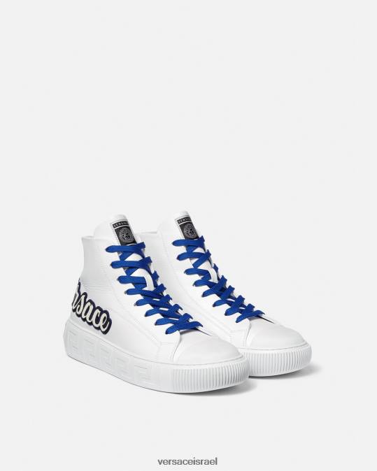 גברים Versace כחול לבן נעלי ספורט גבוהות של אוניברסיטת גרקה נַעַל N8T21556