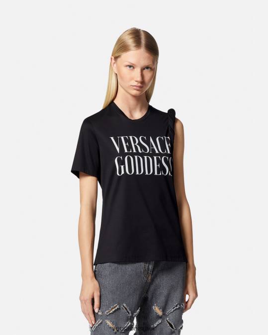נשים Versace שָׁחוֹר חולצה מגולגלת של האלה הַלבָּשָׁה N8T2155