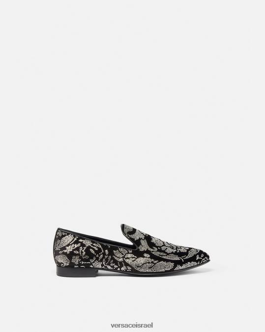 גברים Versace שָׁחוֹר כפכפי צללית בארוקו משובצים נַעַל N8T21571