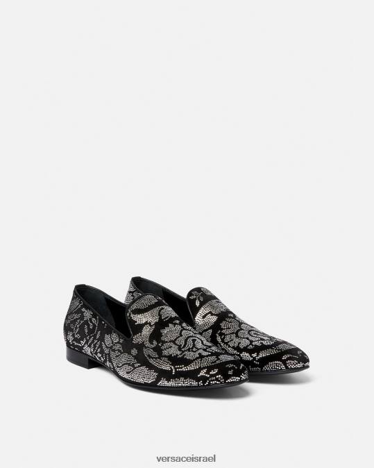 גברים Versace שָׁחוֹר כפכפי צללית בארוקו משובצים נַעַל N8T21571
