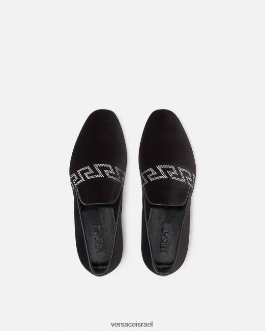 גברים Versace שָׁחוֹר כפכפי קטיפה גרקה משובצים נַעַל N8T21572