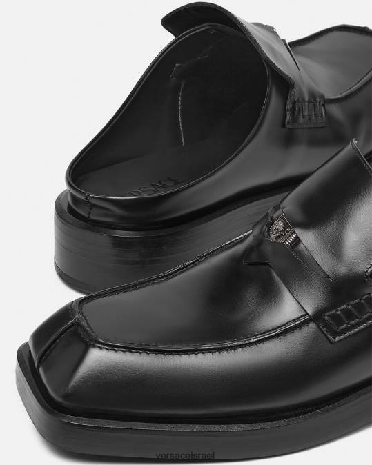 גברים Versace שָׁחוֹר פרדות לופר בריבוע נַעַל N8T21576