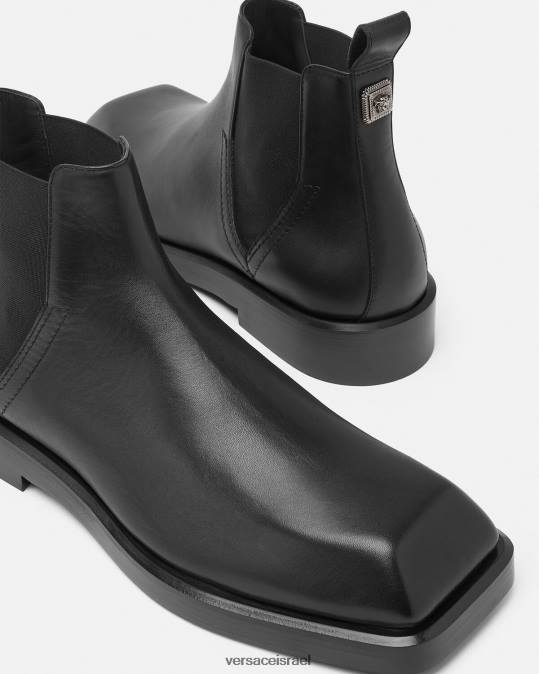 גברים Versace שָׁחוֹר מגפי צ'לסי בריבוע נַעַל N8T21580