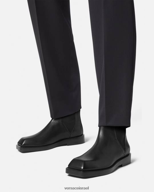 גברים Versace שָׁחוֹר מגפי צ'לסי בריבוע נַעַל N8T21580