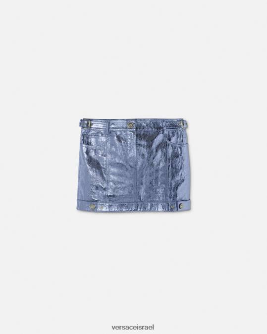 נשים Versace מַתַכתִי חצאית מיני עור מתכתי של מדוזה הַלבָּשָׁה N8T2160