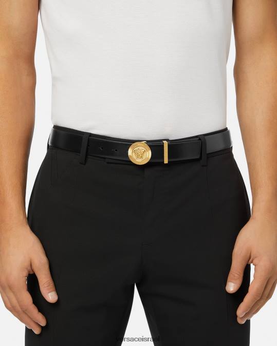 גברים Versace שָׁחוֹר חגורת עור מדוזה ביגי אביזרים N8T21609