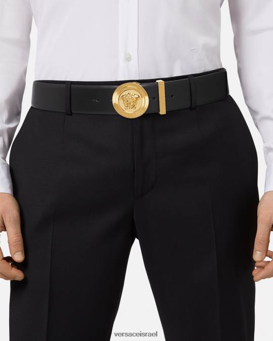 גברים Versace שָׁחוֹר חגורת עור מדוזה ביגי אביזרים N8T21611