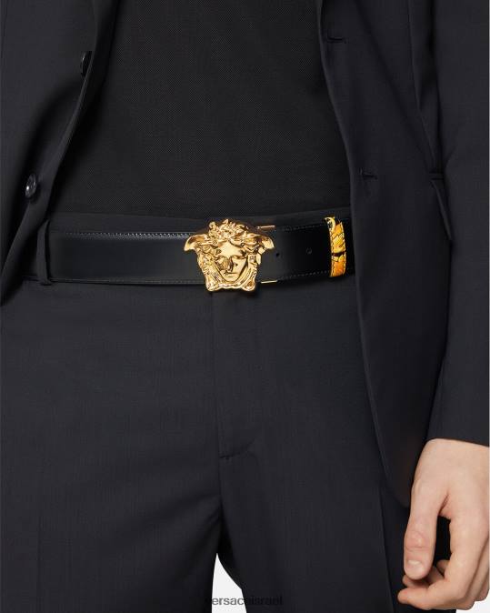 גברים Versace הדפס חגורת עור הפיכה בארוקו אביזרים N8T21617
