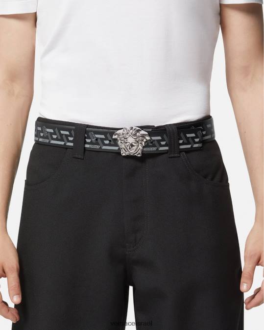 גברים Versace שחור ואפור חגורה הפיכה לה גרקה מדוזה אביזרים N8T21628