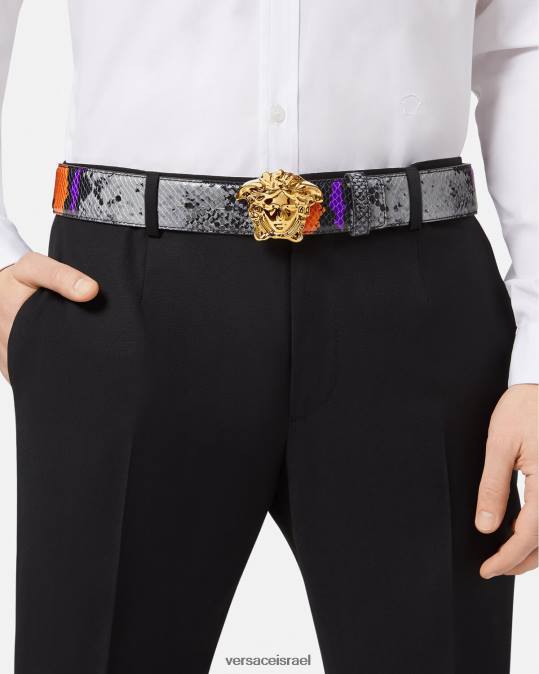 גברים Versace סַסגוֹנִיוּת חגורת עור בהדפס מדוזה פיתון אביזרים N8T21631