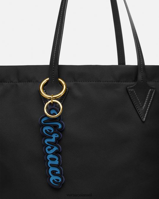 גברים Versace כְּחוֹל מחזיק מפתחות סיליקון לוגו וורסיטי אביזרים N8T21655