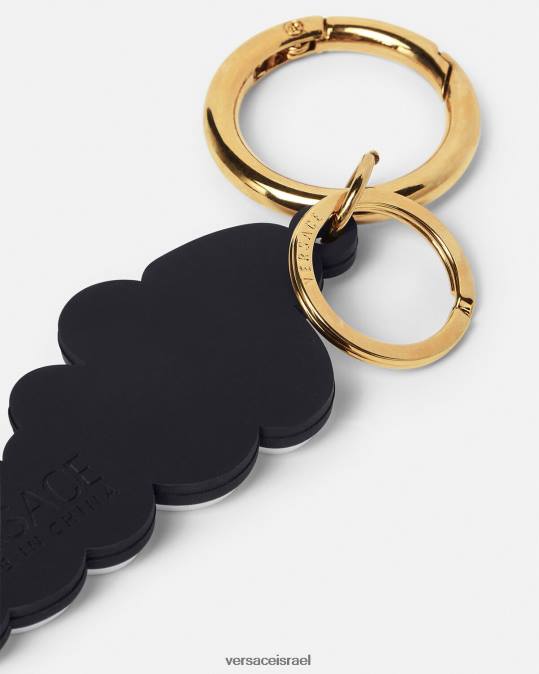 גברים Versace שָׁחוֹר מחזיק מפתחות סיליקון לוגו וורסיטי אביזרים N8T21665