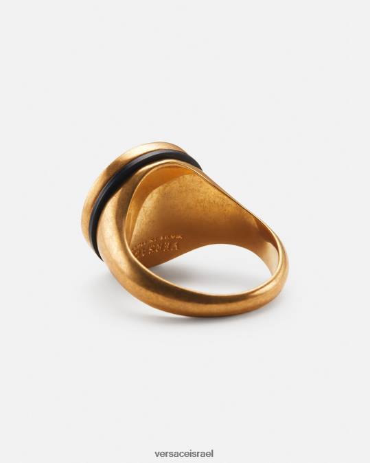 גברים Versace זהב שחור טבעת מדוזה אמייל אביזרים N8T21692