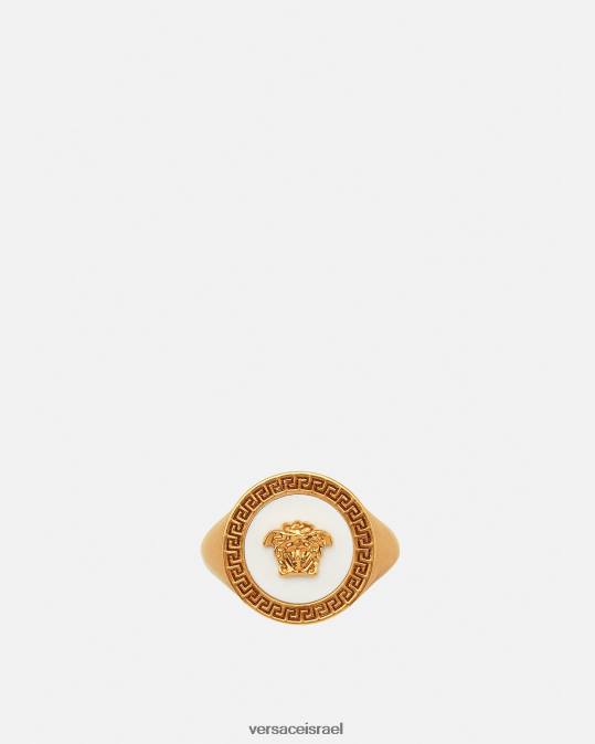 גברים Versace זהב ולבן טבעת מדוזה אמייל אביזרים N8T21693