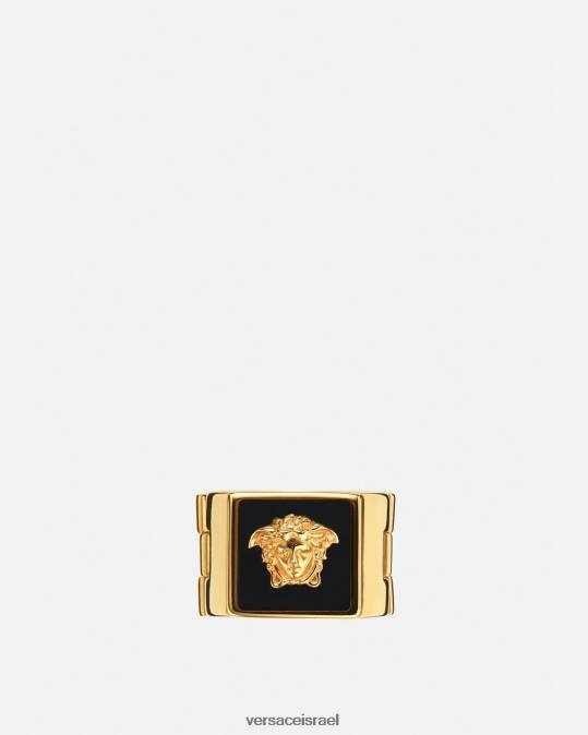 גברים Versace זהב שחור טבעת אמייל מדוזה אביזרים N8T21697