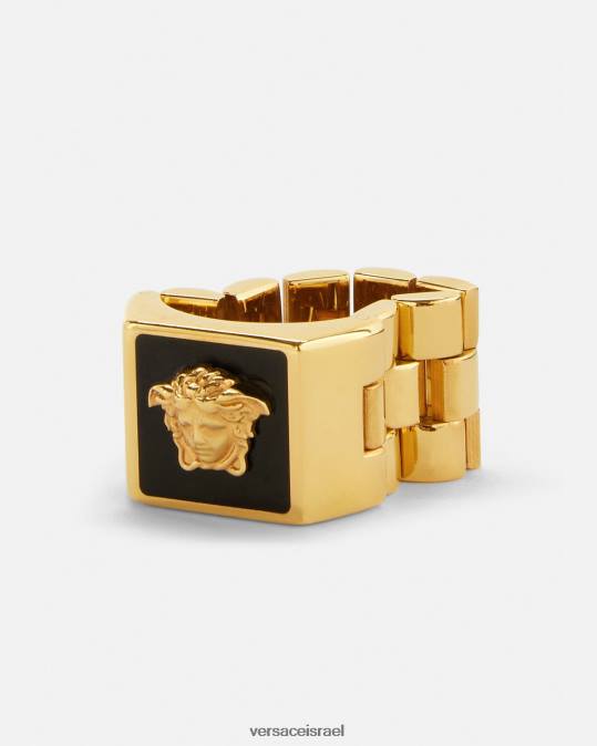 גברים Versace זהב שחור טבעת אמייל מדוזה אביזרים N8T21697